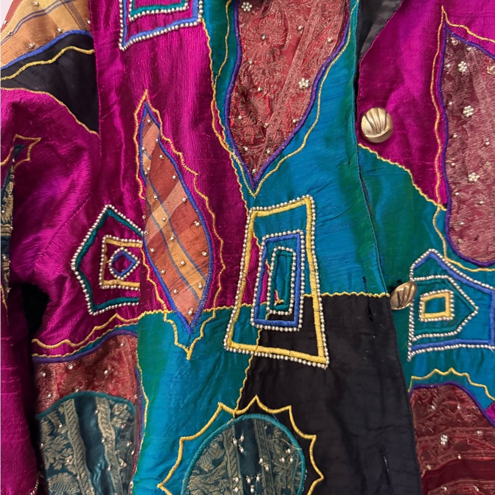 Vintage Vibrant Patchwork Embroidered Embellished… - image 2